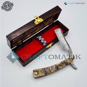 Razor | Damascus steel | Gift Set | High quality men&#39;s gift | Barber Razor DBR55
