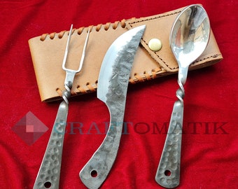 Fuhrmanns cutlery set | Handforged | Medieval | BBQ grill cutlery - wedding gift set
