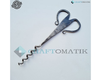 Hand-forged corkscrew | Bottle Opener | iron | Middle Ages | PERSONALIZED ENGRAVING | HFCS03
