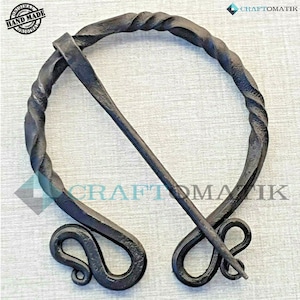Fibula Garment Pin - Viking Clasp Fibula - Middle Ages LARP - Hand-forged HFRC24