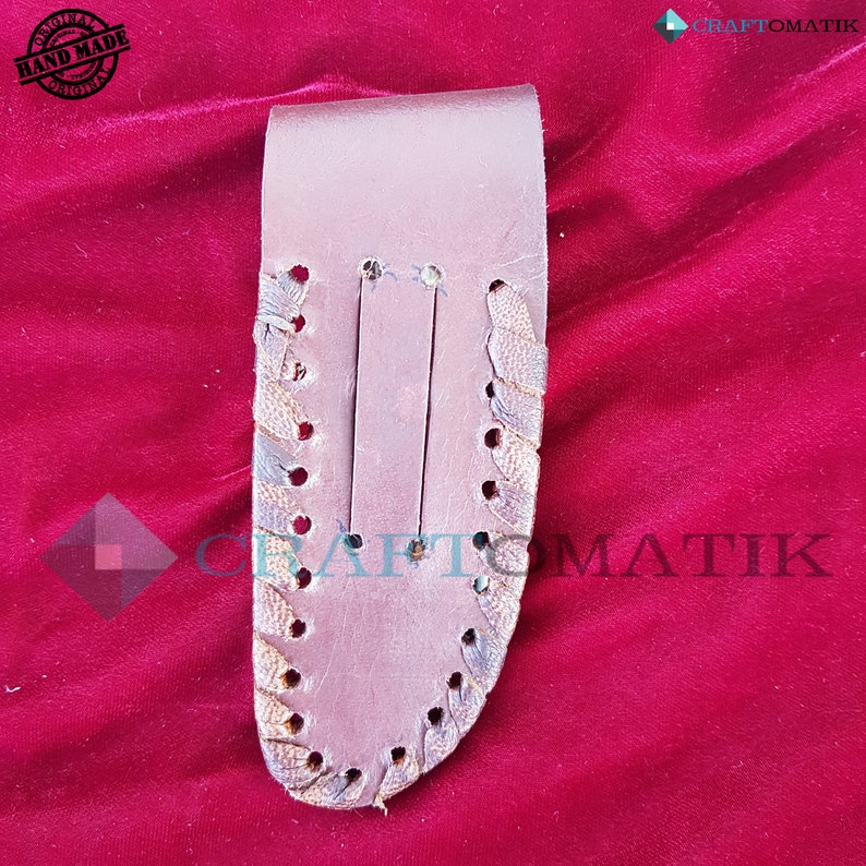 Laguiole Pocket Knife + Sharpener + Corkscrew + Leather Knife Case - Damask Steel - Buffalo Horn - Medieval Style | FK23 image 6