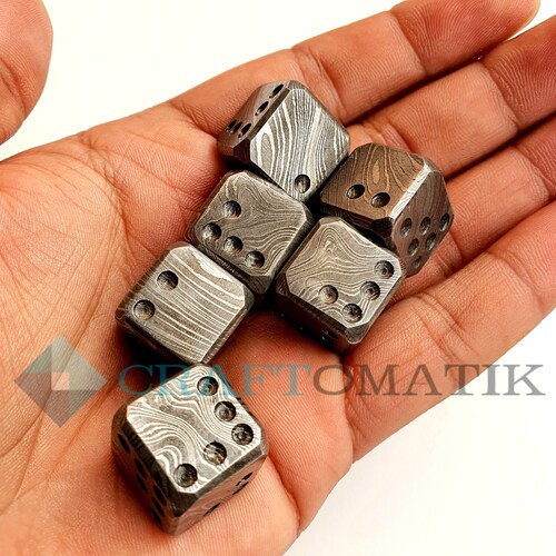 Damascus Cube D6 | 18mm | High Quality Damascus Steel Casino Dice | DD02