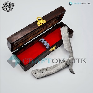 Rasiermesser | Damaszener Stahl | Geschenk Set | Hochwertig Herren Geschenk | Barber Razor DBR38