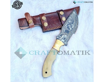 Damascus Trekker Knife | Camping and Hunting | Damascus Steel Hunting Knife | DHK08