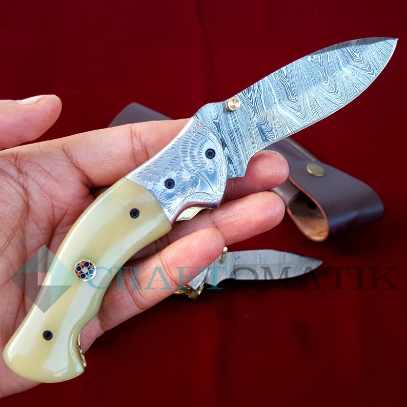 Eagle Pocket Knife Jackknife Damask Knife Handmade Etsy