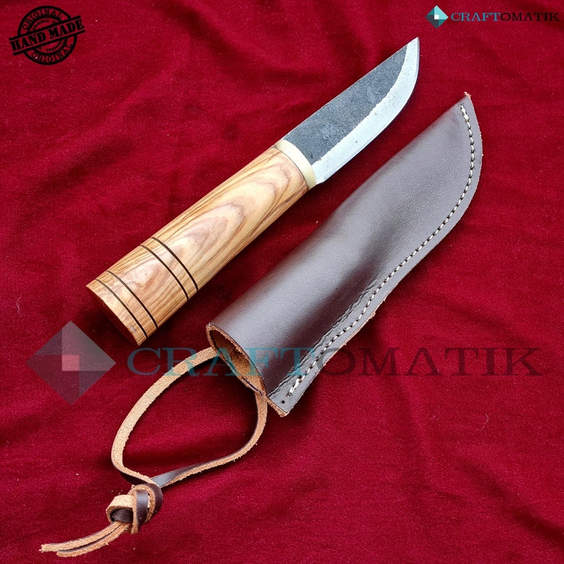 Garden knife | Medieval viking knife | Handmade | 21 cm | Walnut wood camel bone carbon steel + knife case | LARP | HFK23 image 1