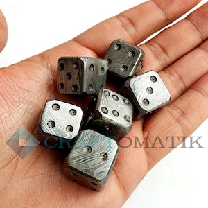 Damaszener Würfel D6 18mm Hochwertige Damast stahl Casino Dice Spielbank DD01 Bild 1