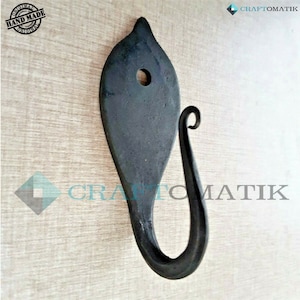 Hook | Medieval wall hook | Hand-forged wrought iron coat rack | Nostalgic antique style | HFWH08
