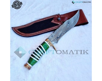 Damascus steel hunting knife | Elite Damascus Bowie | Original Damascus blade | Damascus Knife | DHK07