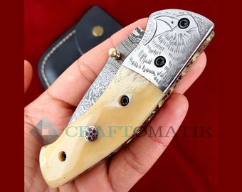 Eagle Pocket knife | Jackknife | Damask knife | Handmade Damascus Outdoor Knife | Rescue knife | Hunting | FK28-YW