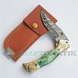 Persian Pocket knife | Jackknife | Damask knife | Handmade Damascus Outdoor Knife | Rescue knife | Hunting | FK37