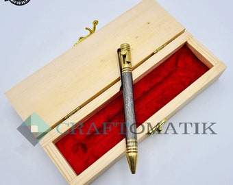 Damascus Steel Ballpoint Pen Gift Set| Handmade Pen Set Damascus | DP03