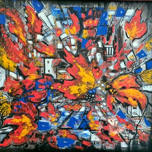 Original Painting - Canvas Wall Art - Urban Life - Abstract Painting - Special Gift - Abstract Artwork on Urban Themes - Home Decor