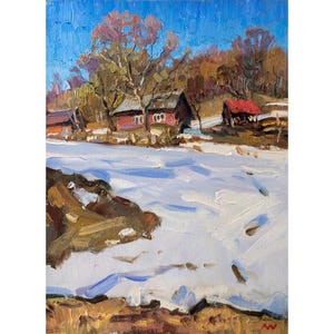 Original Art Spring Landscape, Oil Painting on Canvas, Ukrainian Impressionist Landscape, Nature Fine Art Decor