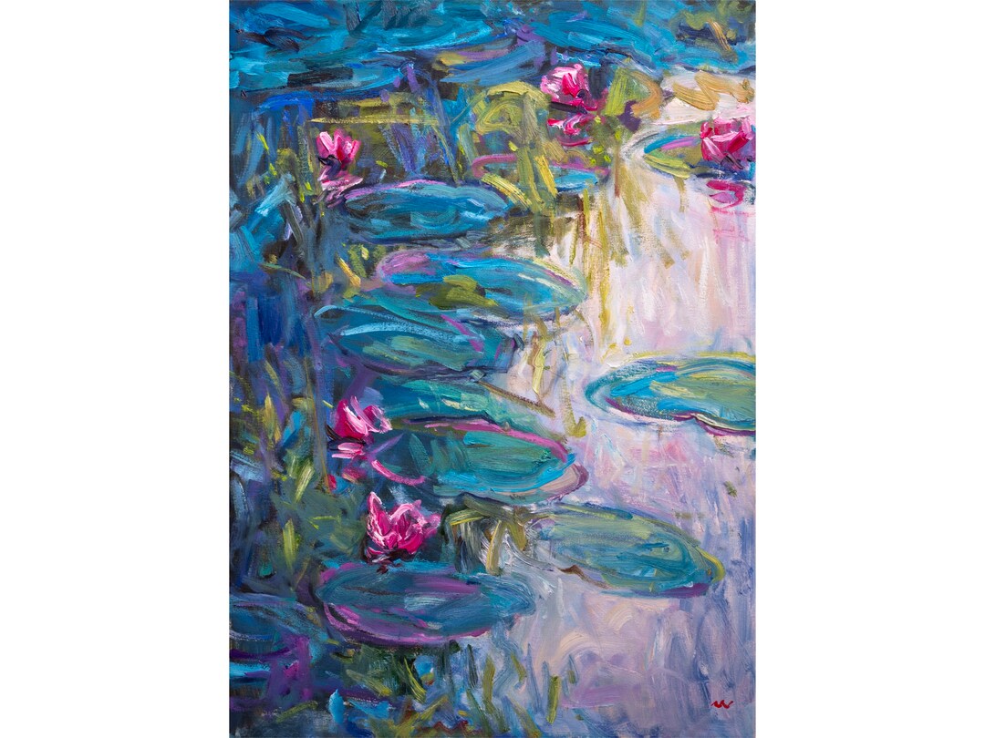 Lily Pond Original Oil Painting | Water Lilies Wall Art | 0214 - Etsy