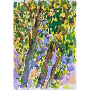 Trees Watercolor Painting, Nature Wall Decor, Tree Art, Forest Illustration, Minimalist Home Decor