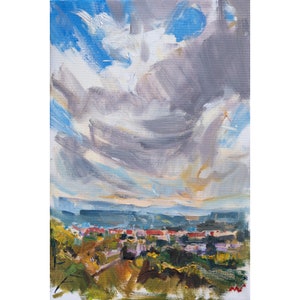 Cloudy Sky Original Oil Painting | Modern Landscape Wall Art | 0193