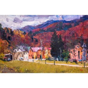 Autumn Original Painting | Country Mountain Landscape | Fall Artwork