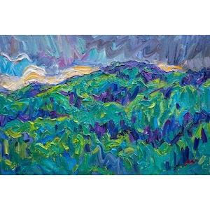 Carpathian Mountain Oil Painting: Vibrant Spring Landscape