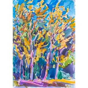 Autumn Trees Painting, Fall Leaves Watercolor, Nature Wall Art, Seasonal Home Decor, Gift for Nature Lover, Tree Artwork