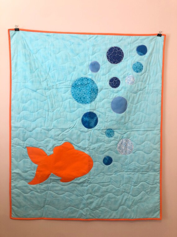 Fish and Bubbles Baby Quilt Etsy