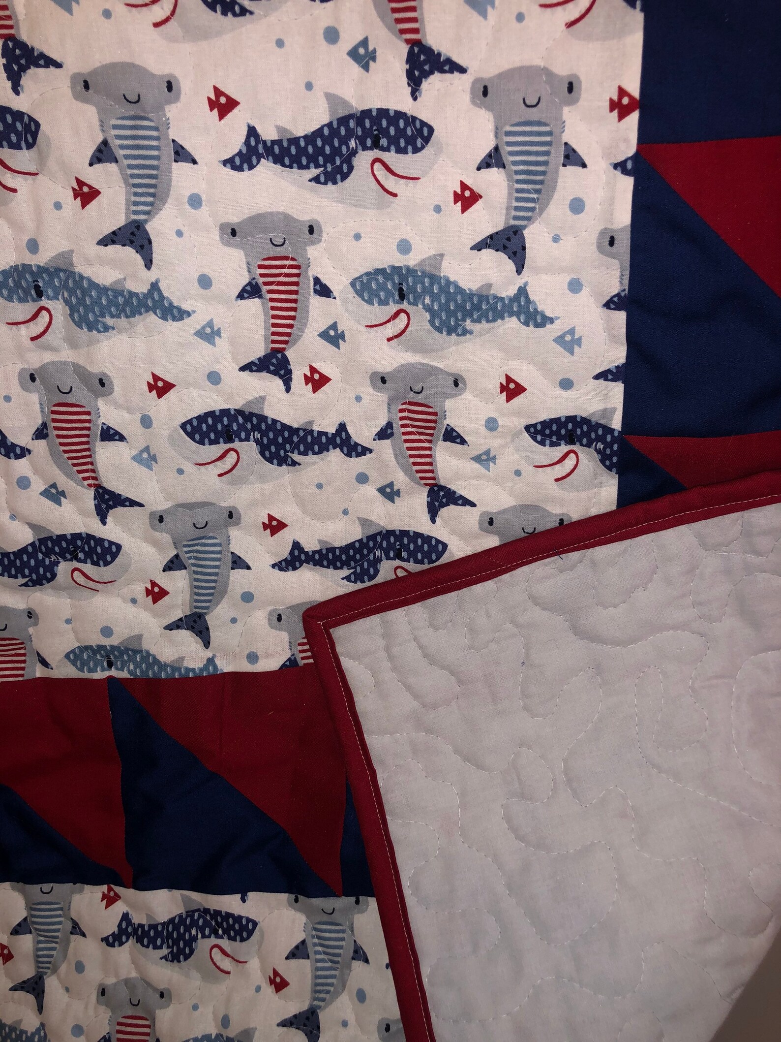 Shark Themed Baby Quilt Etsy