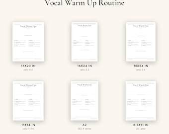 Vocal Warm Ups Poster, Ten Minute Singing Warm Up Routine, Black and White Printable, Choir Room and Studio Wall Art