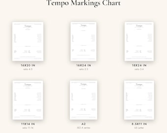 Tempo Markings Poster, Music Tempo Terms and BPM Chart, Black and White Printable, Music Classroom Wall Art