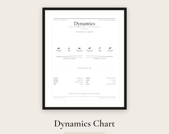 Dynamics Poster, Music Volume Terms Chart, Piano to Forte Printable, Black and White Classroom Music Wall Art