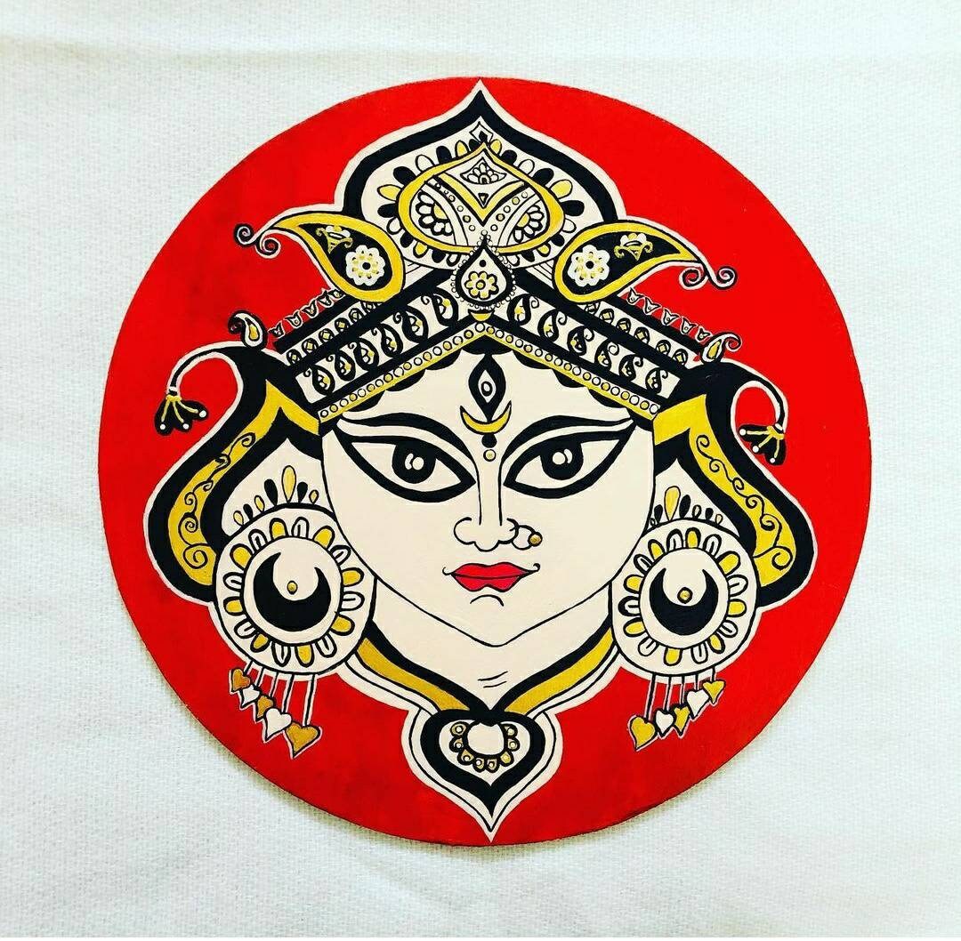 Buy Handpainted Wall Hanging Plate Acrylic Colours Durga Maata