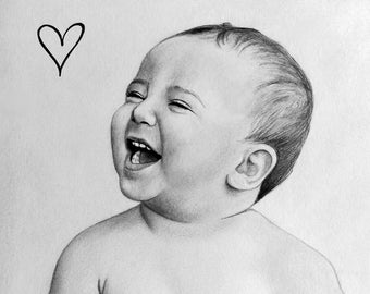 Custom baby portrait, Realistic kids portrait. Original children portrait from photo. Ultrasound portait Pregnancy drawing