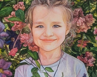 Custom Watercolor Portrait: Hand-Painted Family, Couple, Baby