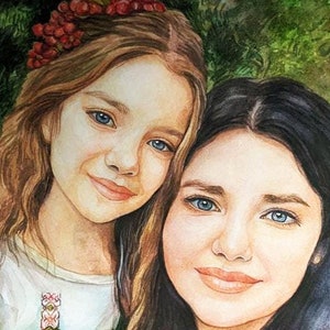 Ritratto di coppia dipinto a mano, ritratto di famiglia personalizzato ad acquerello da foto, commissione dalle tue idee., ritratto di bambini, regali sentimentali
