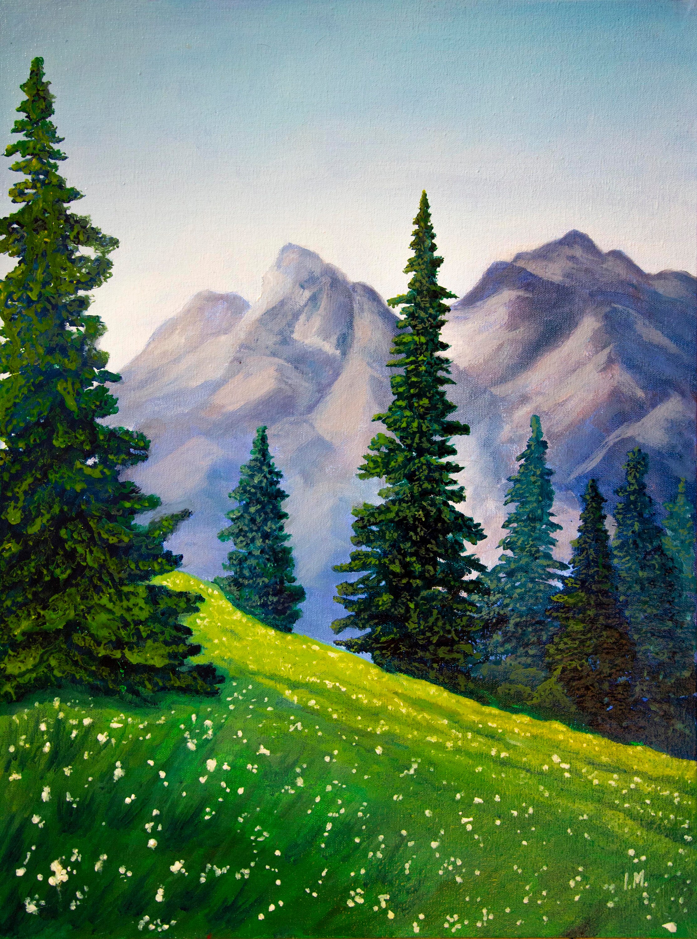 Paisaje de montaña arte pared Pequeña pintura al óleo Montaña Etsy