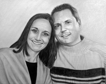 Custom wedding couple portrait - unique gift idea for wife, husband, parents Personalized anniversary gift, Handmade romantic art from photo