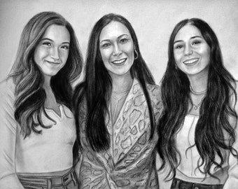 Custom Drawing from photo, Custom Charcoal Portrait for loved ones, Combining different pictures together, Engagement gift Personalized gift