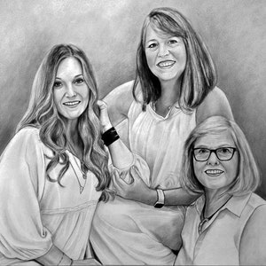 Custom Hand-Drawn Generational Wedding Portrait from Photo