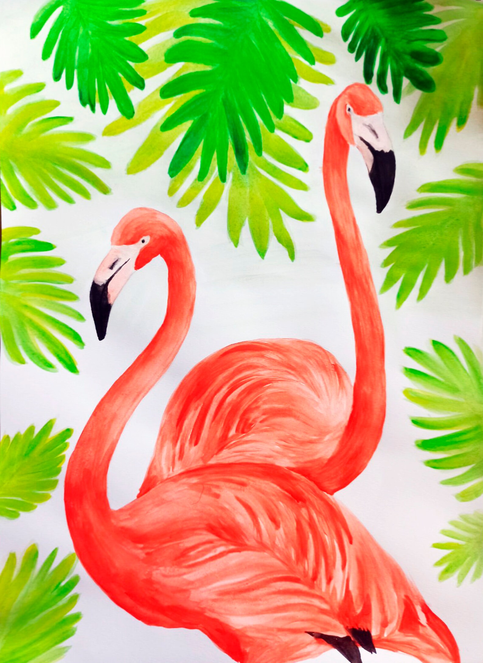 Original Animal Pintura Flamingo Acuarela Pintura Pájaros - Etsy España