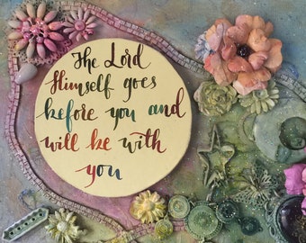 Mixed media canvas / Faith gift/ Mixed media bible verse inspirational canvas art/ wall hanging/ decor/ uplifting