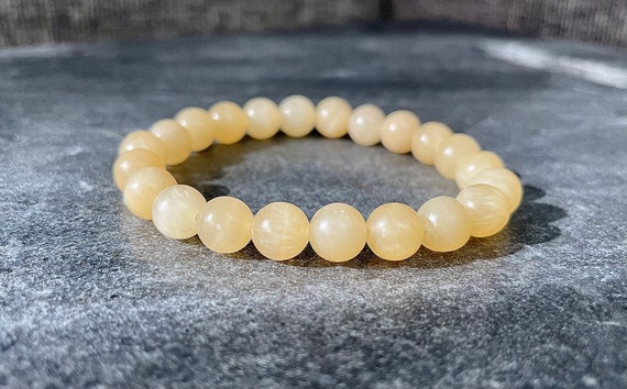 Honey Calcite Crystal Bracelet 8mm Genuine Honey Calcite Gemstone