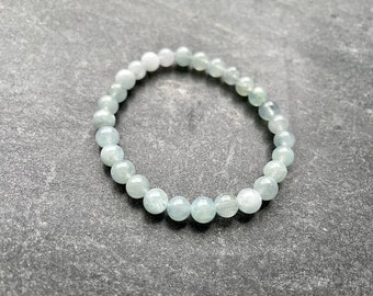 Aquamarine Crystal Bracelet, Genuine Aquamarine Gemstone Jewelry, March Birthstone, Healing Crystals, Stretch