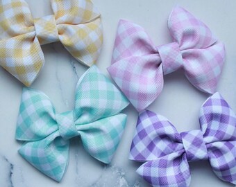 Gingham Pastel Schleife, Gingham Osterschleife, Pastell Osterschleife, Pastell Frühlingsschleife, Frühlingsschleife für Mädchen, Osterschleifen für Mädchen, Geschenk für Baby