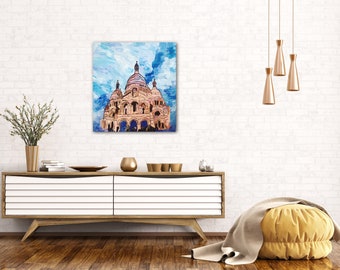 Sacre Coeur Abstract Painting, Wall Art, Abstract Painting, Acrylic Painting,Living Room Decoration, Art for home