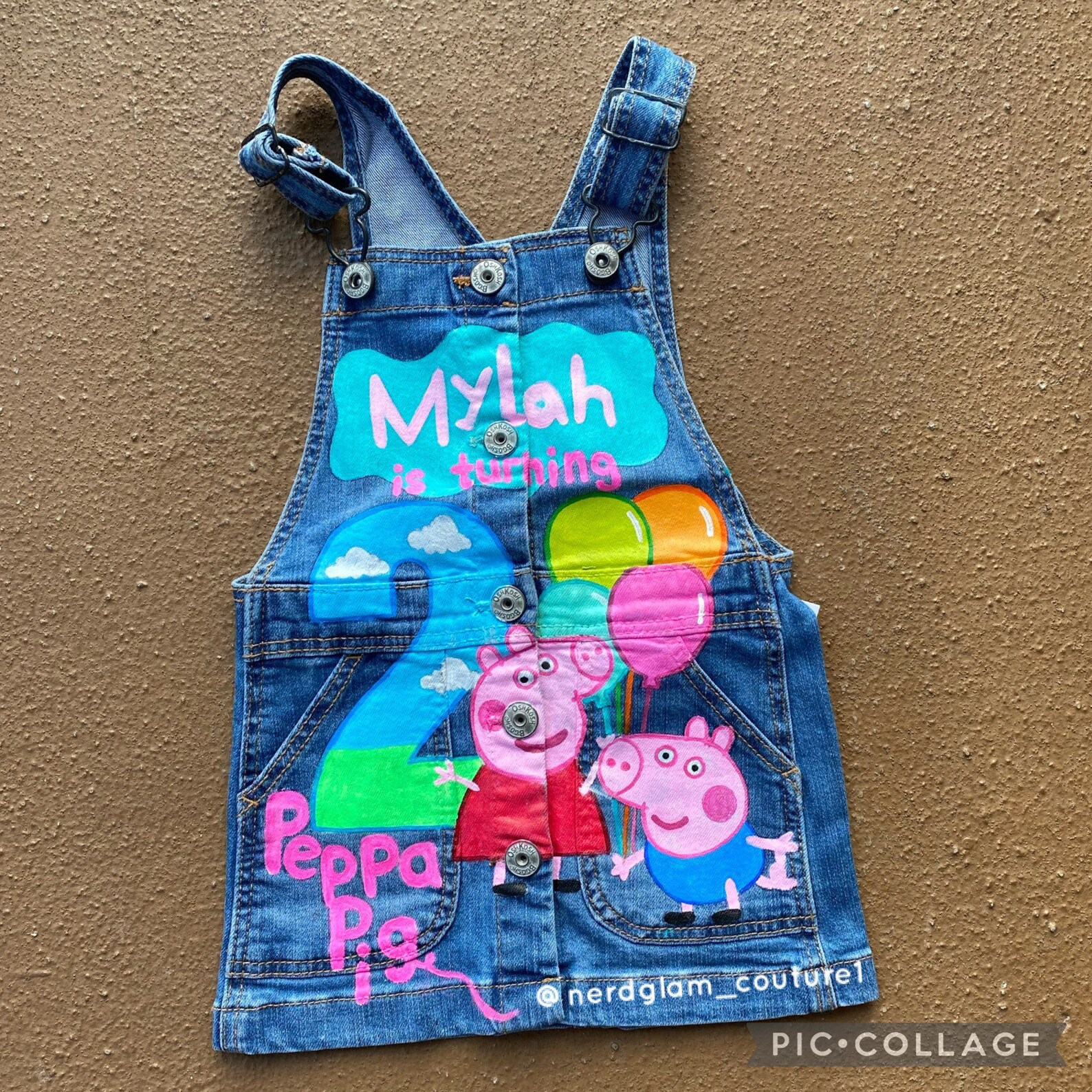 Peppa Pig Inspired Birthday Jumper Dress Custom Painted Peppa Etsy