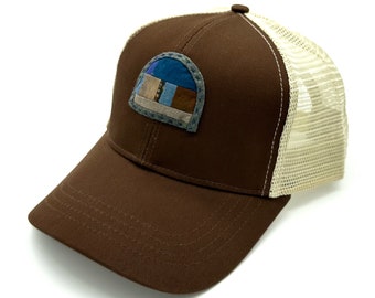 Mini Quilt Trucker Hat (Brown with special crackle resist)