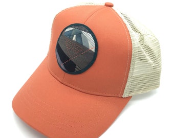 Mini Quilt Trucker Hat (Angles on Salmon)