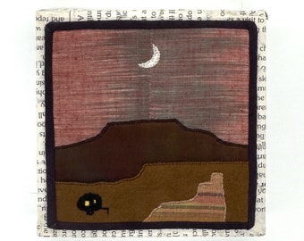 Desert Camper 4”x4” framed mini quilt