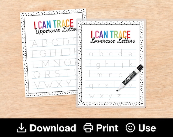 printable alphabet tracing worksheets uppercase and lowercase etsy