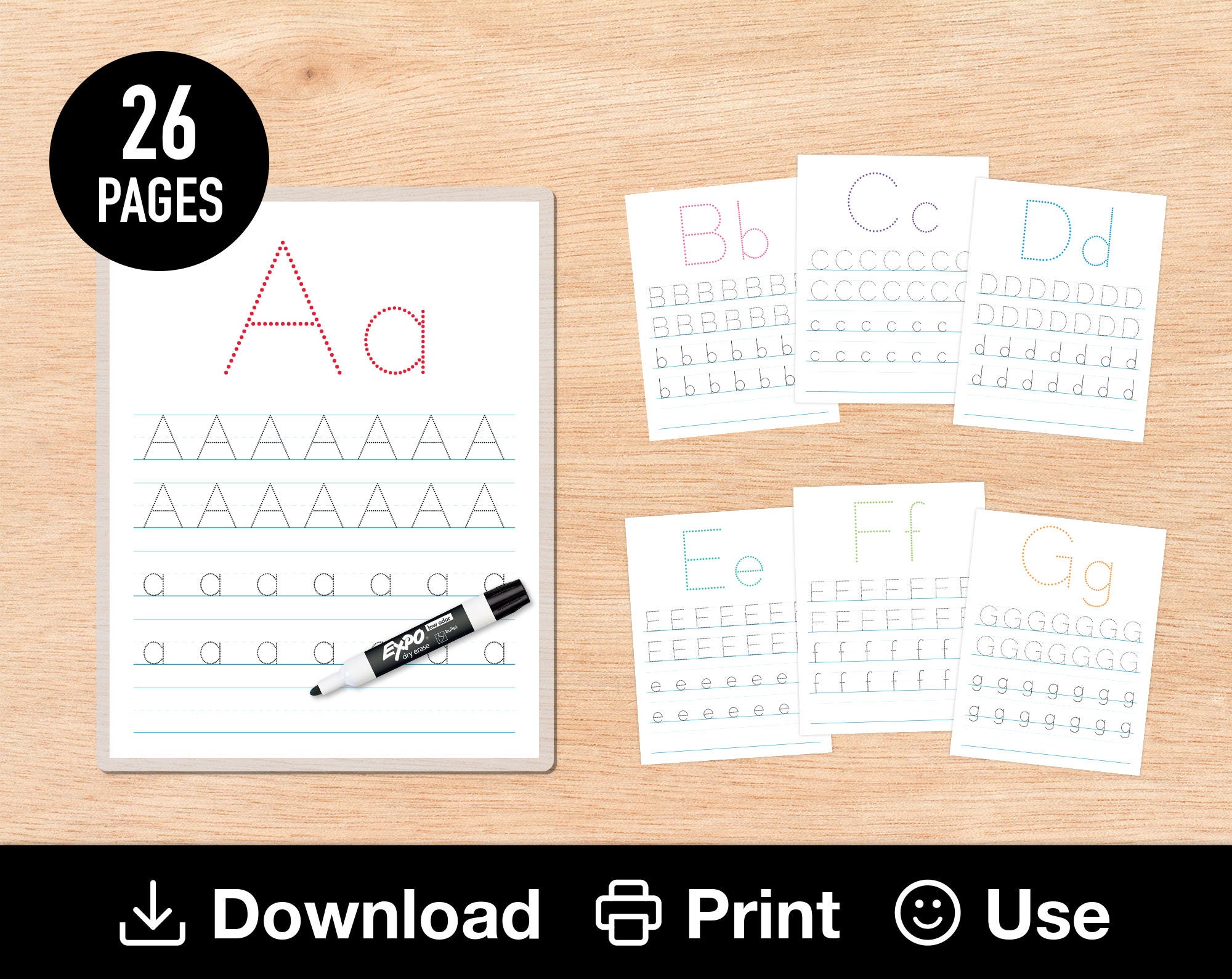 26 rainbow a z tracing worksheets printable learning binder etsy