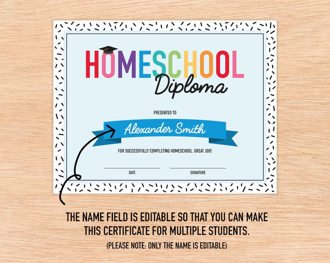 Editable Homeschool Diploma Printable Certificate for Class End of Editable Homeschool Diploma Printable Certificate for Class End of